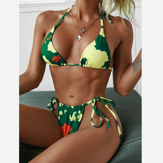 Three-point Tie-dye Tether Split Bikini