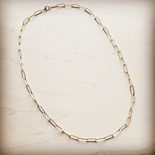 24 inch Matte Gold Chain Link Layering Necklace