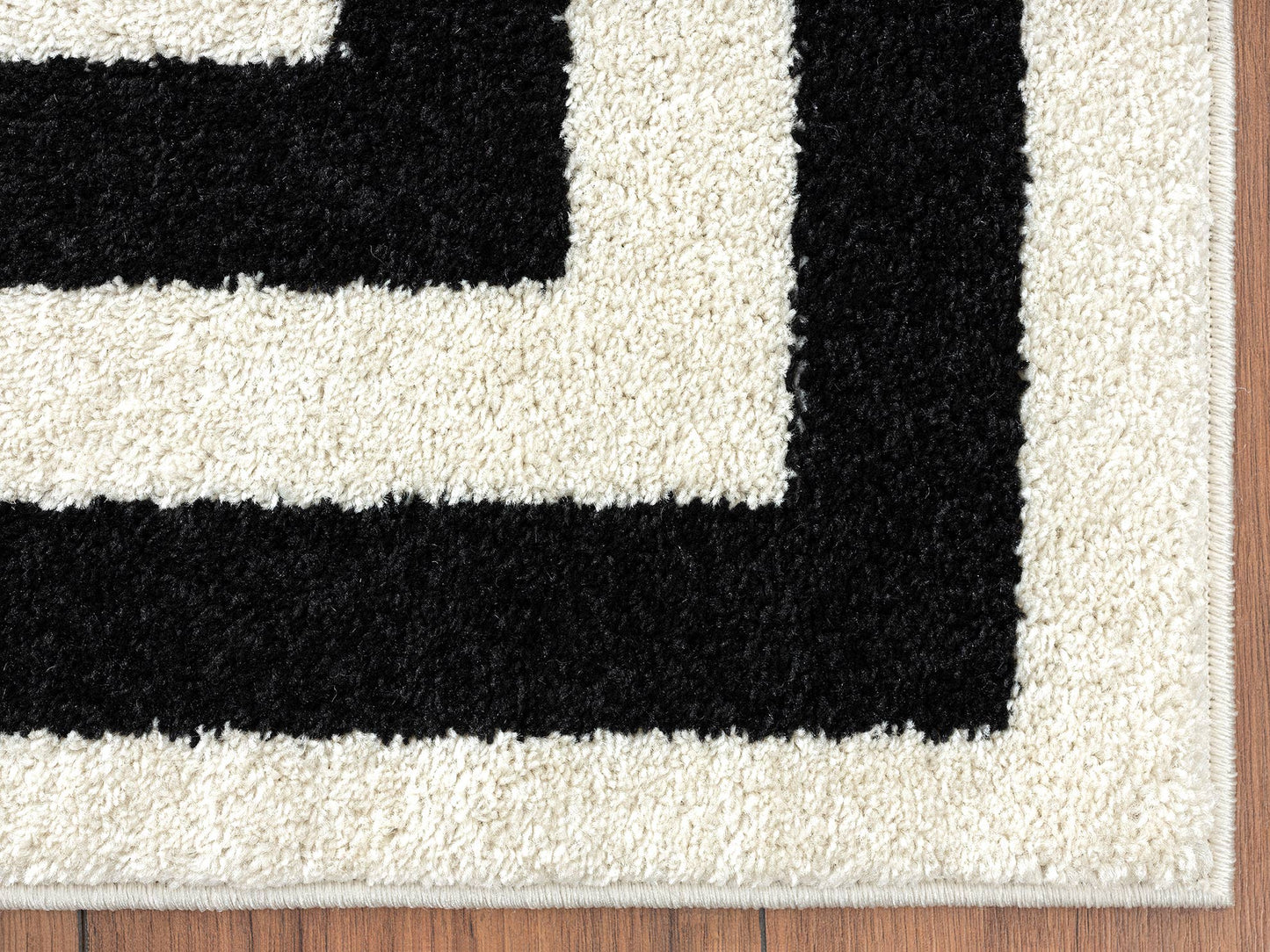 Abani Casa CAS120A -  Contemporary Black & Ivory Rectangular: 4' x 6'
