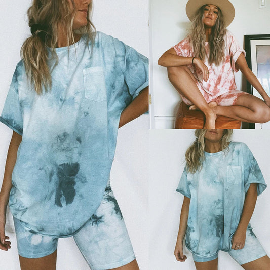 Tie-dye printed ladies suit