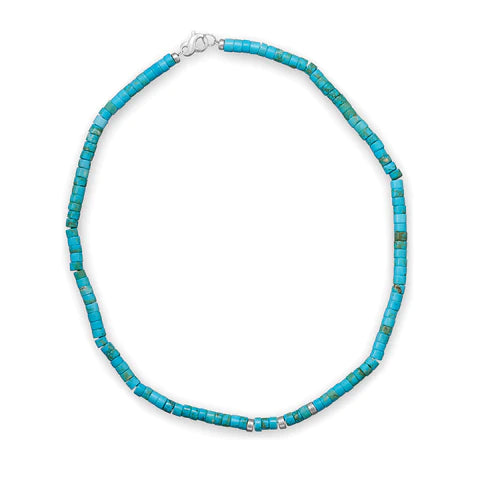 Reconstituted Turquoise Heshi Bead Necklace