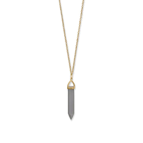 Spike Pencil Cut Gray Moonstone Necklace