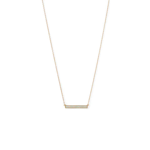 Synthetic White Opal Bar Necklace
