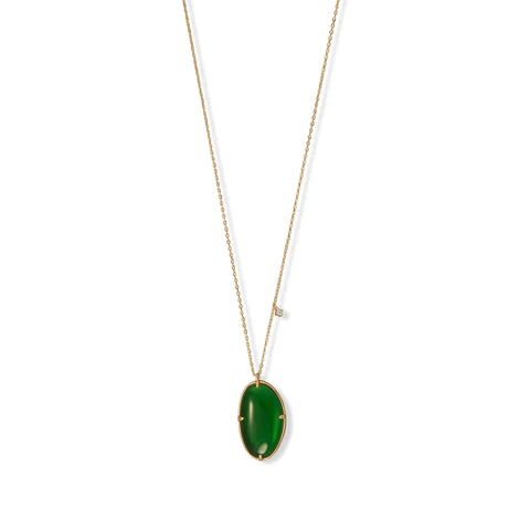 Green Glass and CZ Necklace