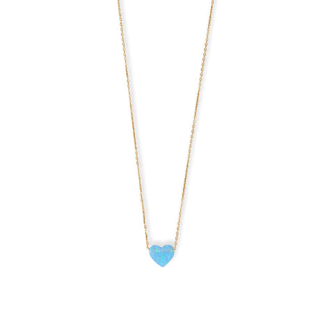 Gold Plated Synthetic Opal Heart Necklace