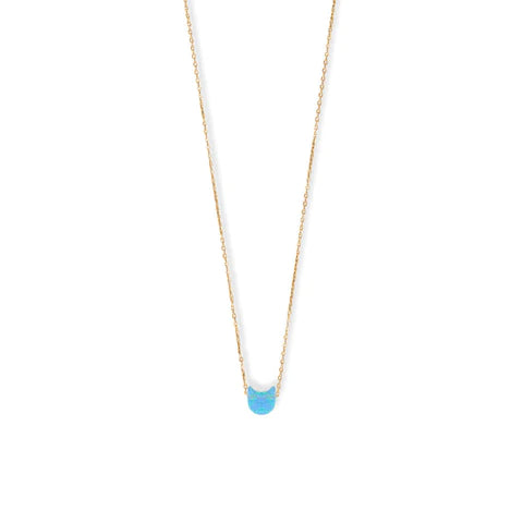 Synthetic Opal Kitty Cat Necklace