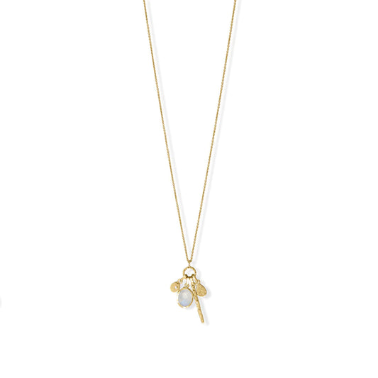 Karat Gold Plated Charm Drop Necklace