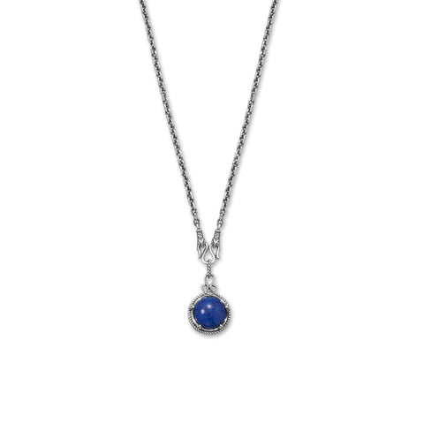 Oxidized Reversible Lapis and Rainbow Moonstone Necklace