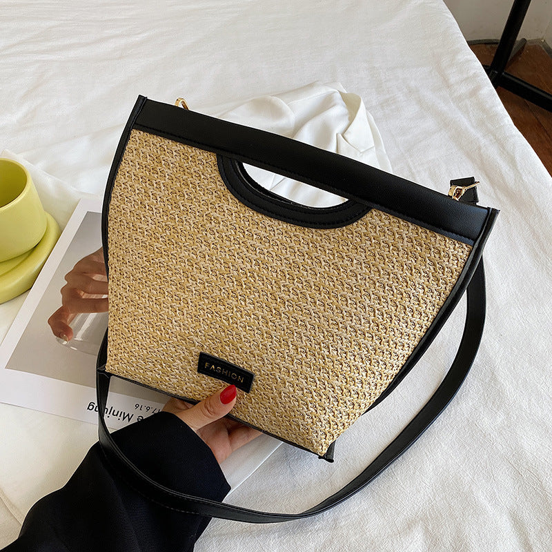 Straw Shoulder Tote Bag