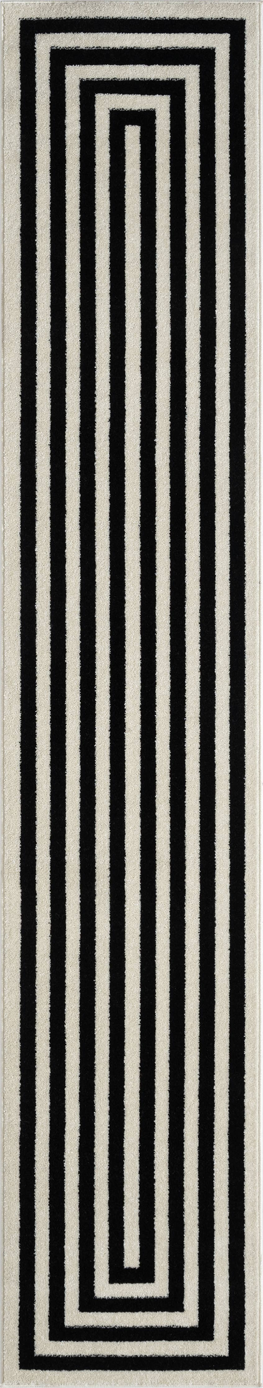 Abani Casa CAS120A -  Contemporary Black & Ivory Rectangular: 4' x 6'