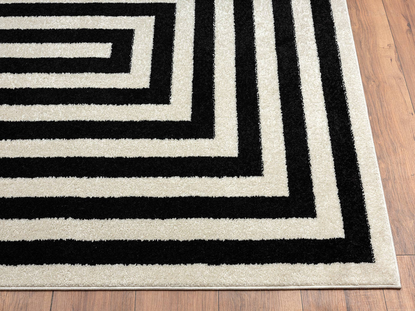 Abani Casa CAS120A -  Contemporary Black & Ivory Rectangular: 4' x 6'