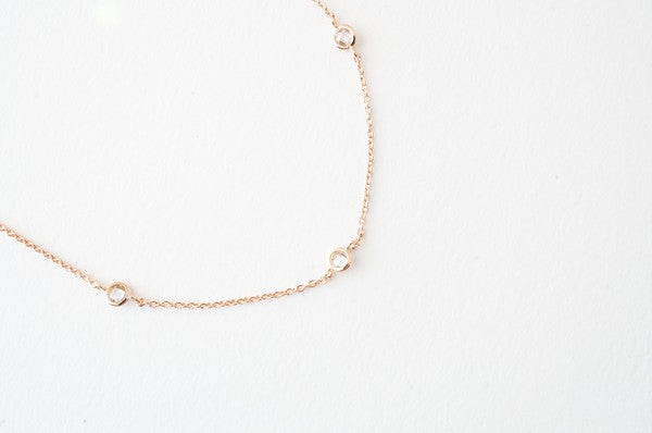Crystal Bezel Trio Necklace
