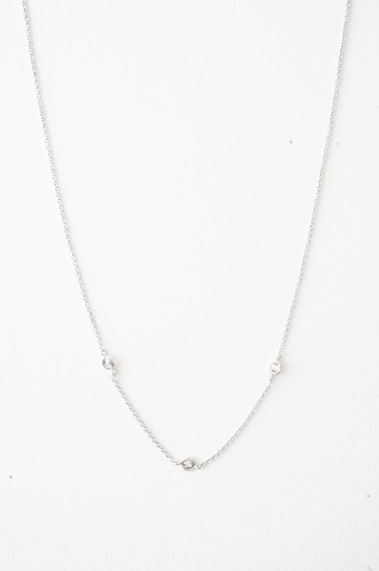 Crystal Bezel Trio Necklace