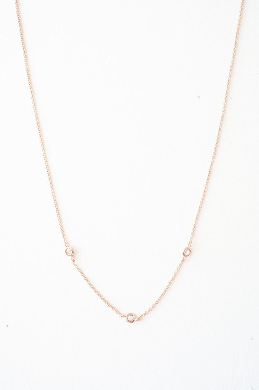 Crystal Bezel Trio Necklace