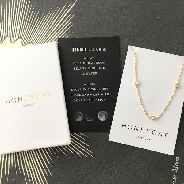 Crystal Bezel Trio Necklace