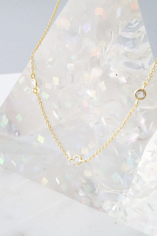 Crystal Bezel Trio Necklace