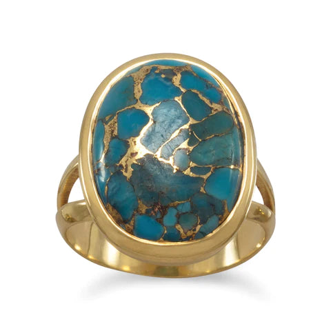 Gold Plated Stabilized Turquoise Ring