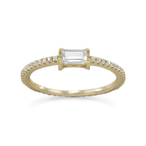 Gold Plated Rectangle CZ Ring