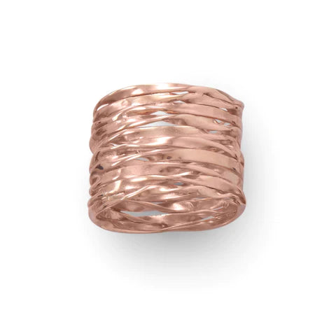 Rose Gold Wide Textured Ring