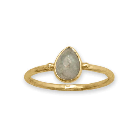 Pear Faceted Labradorite Ring