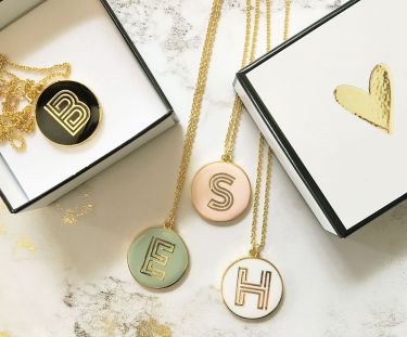Round Gold Monogram Necklace ( Includes Gift Box)