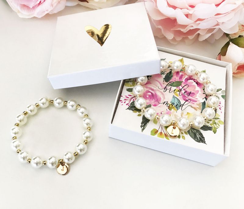 Monogram Charm Pearl Bracelet