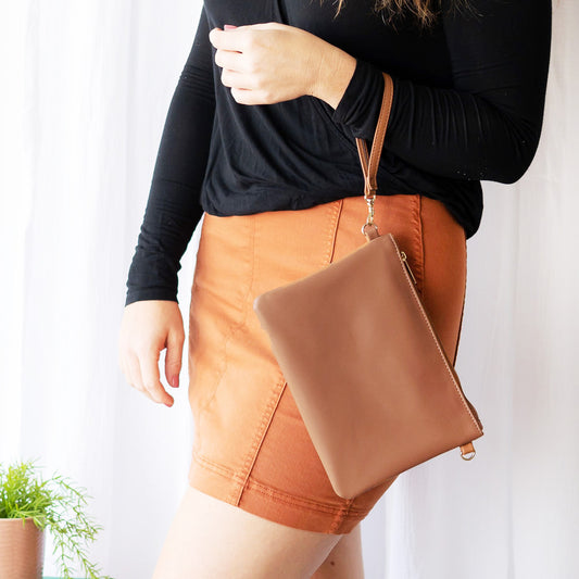 Camel Madeline Wristlet by Viv & Lou