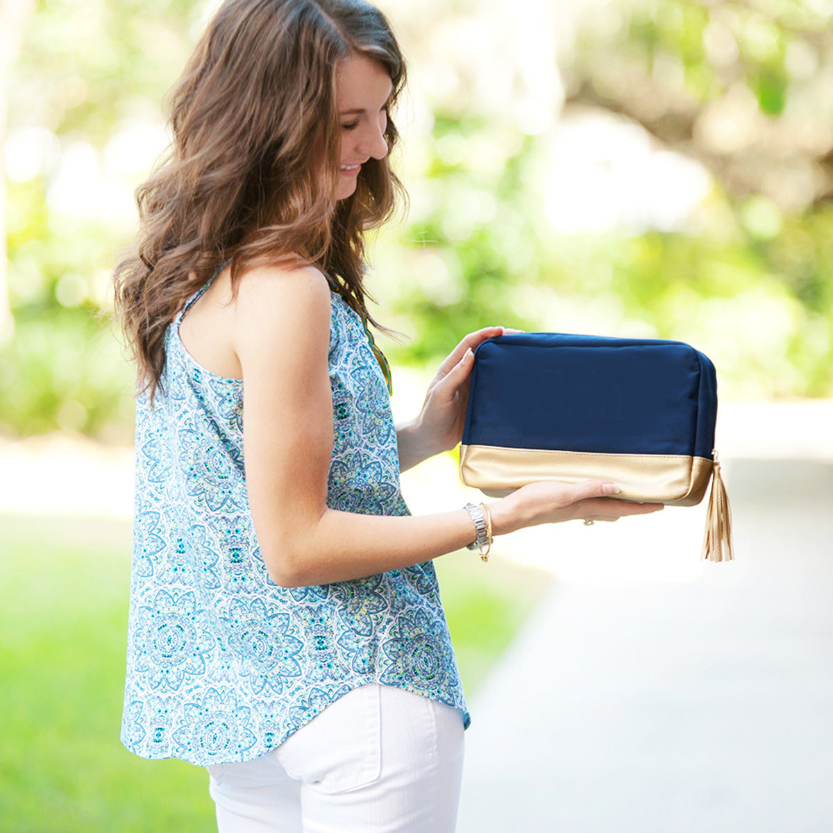 Navy Cabana Cosmetic Bag