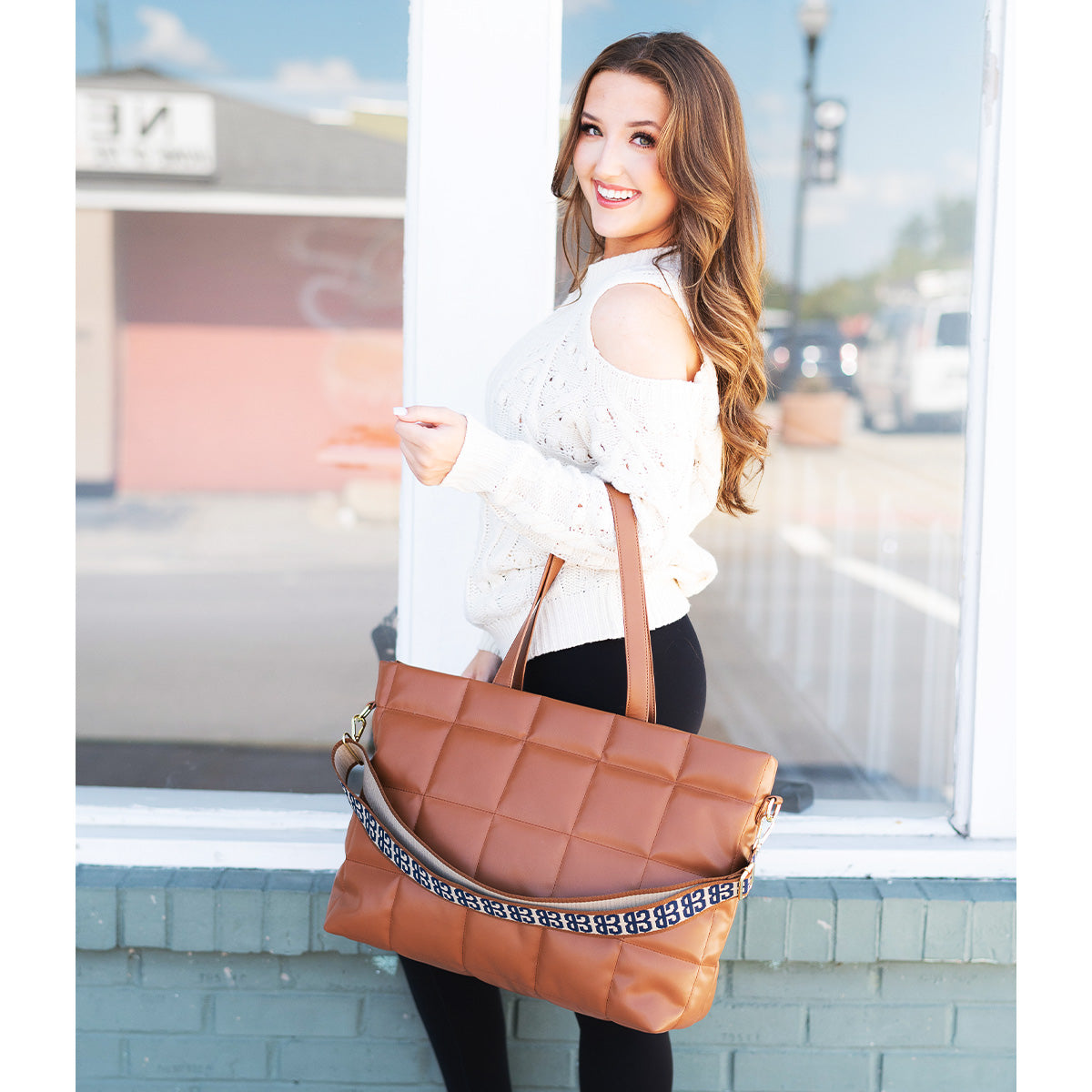 Camel Parker Puffy Tote