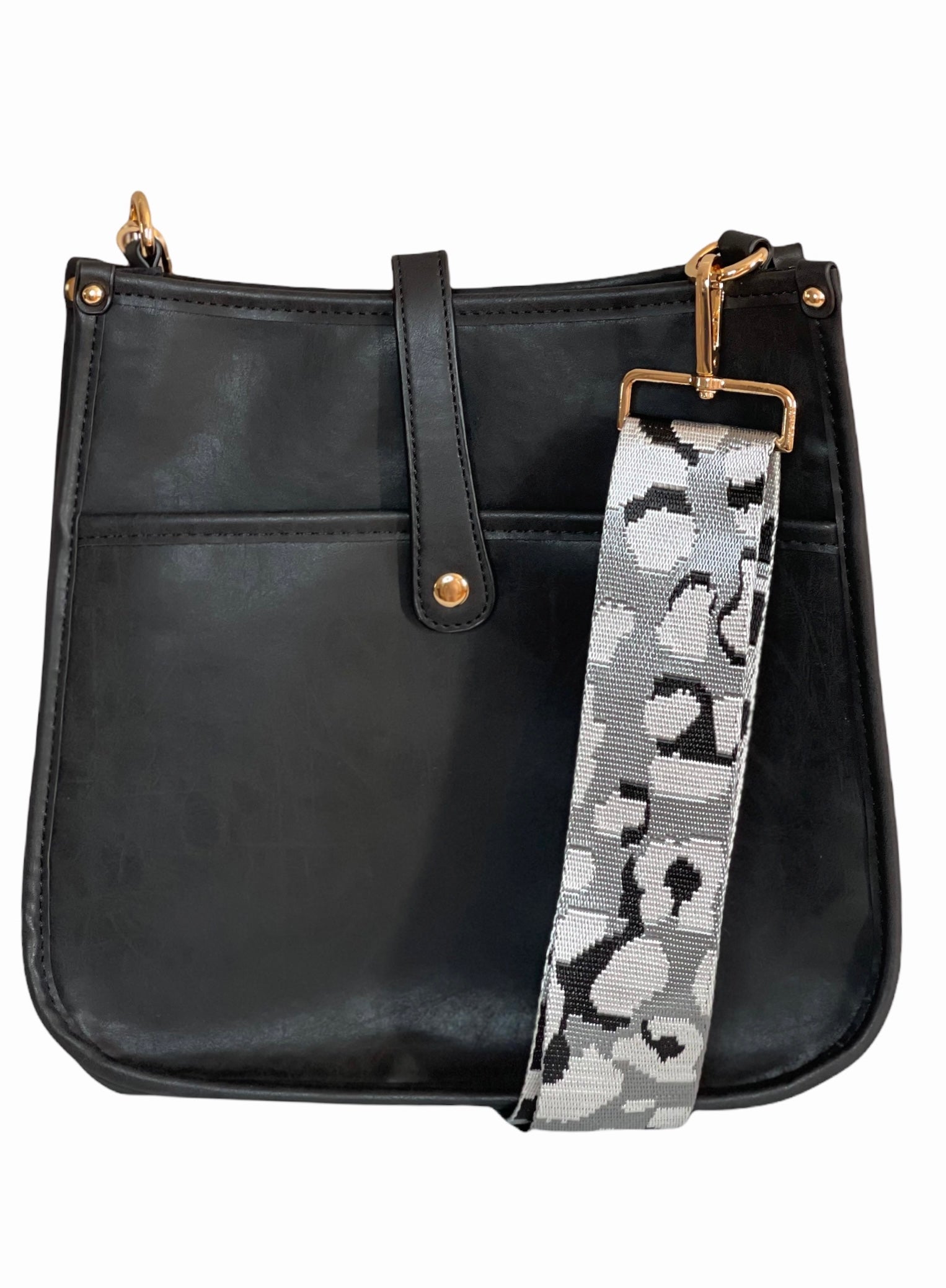 Vegan Leather Crossbody Bag (BLACK) - Pick Your Strap