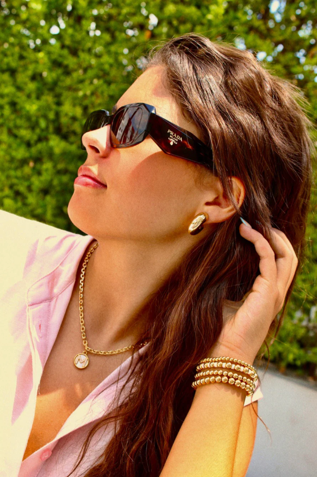 Gold Mother of Pearl Initial Letter Necklace