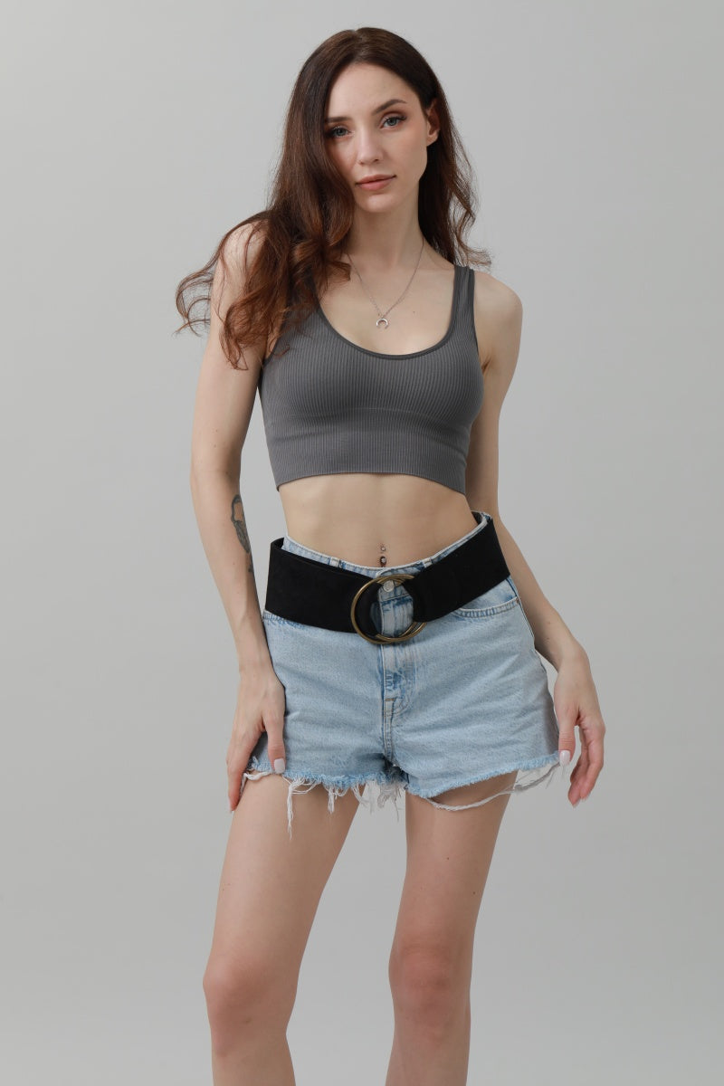 Double-Buckle Suede Corset Belt – Adjustable Wrap Design ⚜️🖤