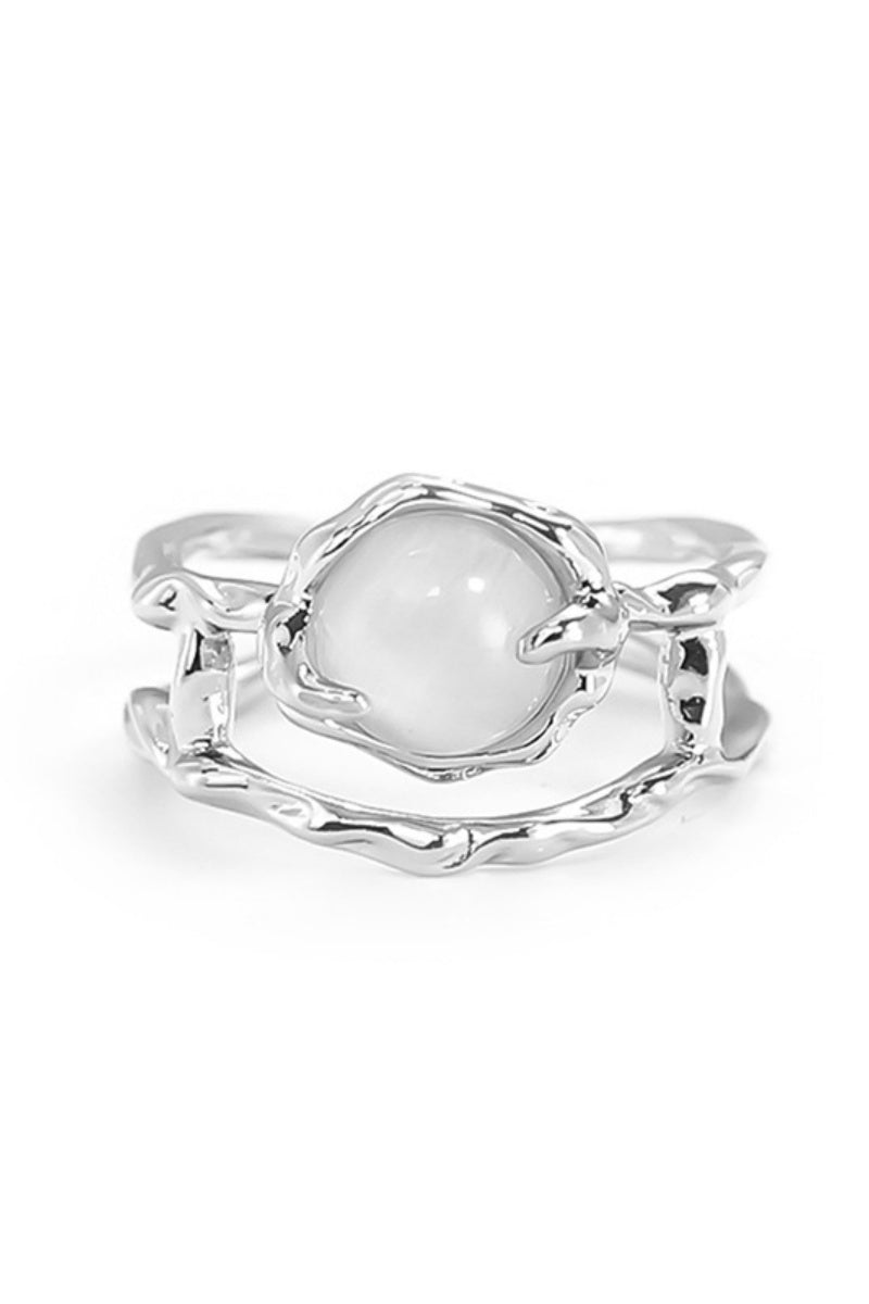Moonstone & Zirconia Nugget Ring – French Minimalist Jewelry 🌙💎