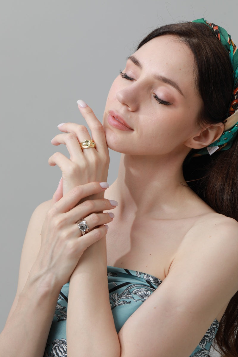 Luxe Asymmetrical Nugget Rings – Minimalist Open-Band Jewelry 🌟⛓️