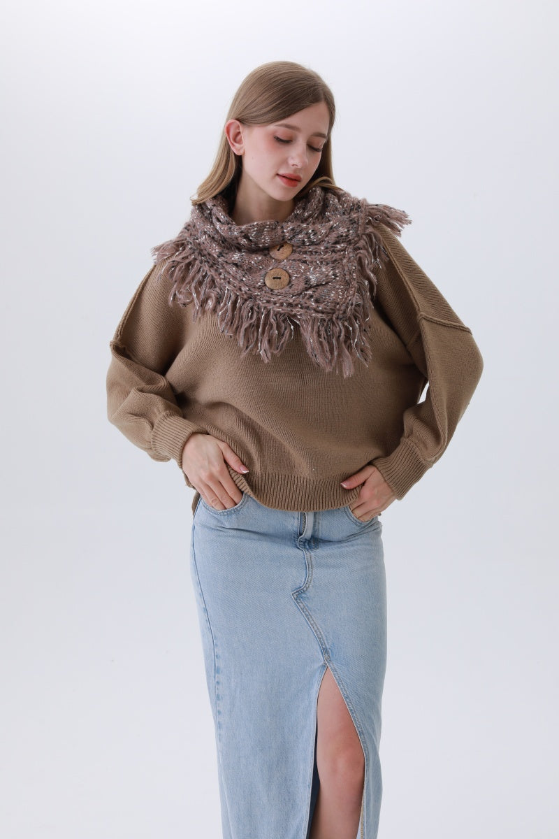 Organic Coconut Button Infinity Scarf – Textured Cocoon Wrap 🌿🧣