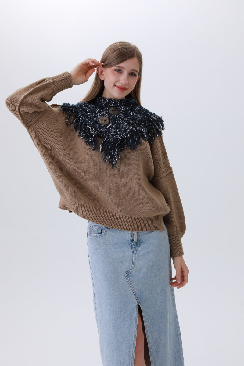 Organic Coconut Button Infinity Scarf – Textured Cocoon Wrap 🌿🧣