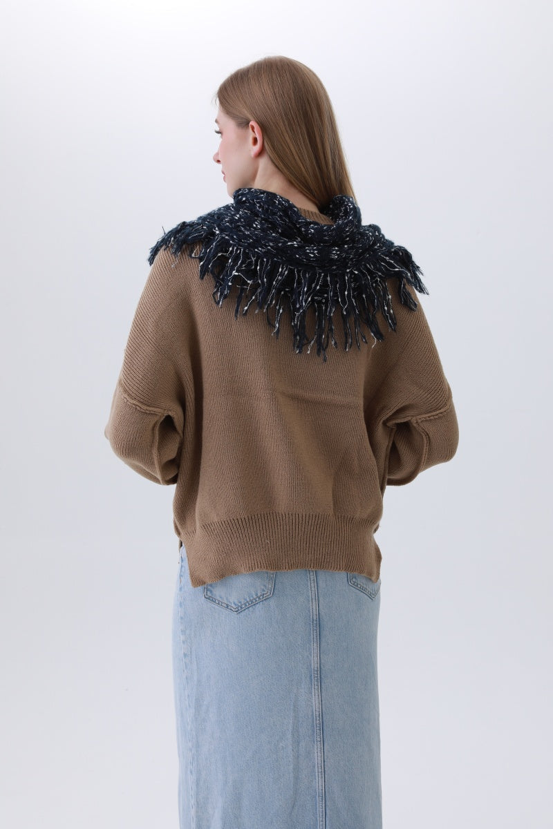 Organic Coconut Button Infinity Scarf – Textured Cocoon Wrap 🌿🧣