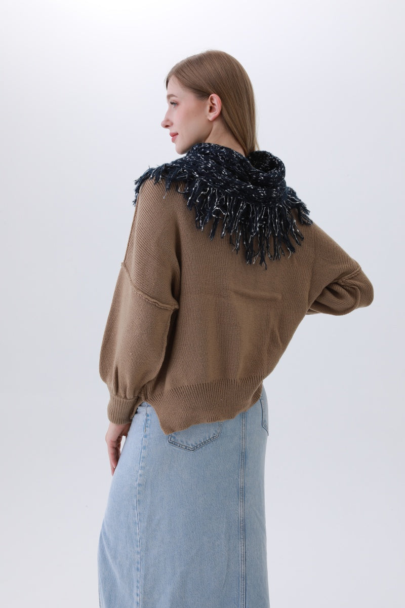 Organic Coconut Button Infinity Scarf – Textured Cocoon Wrap 🌿🧣