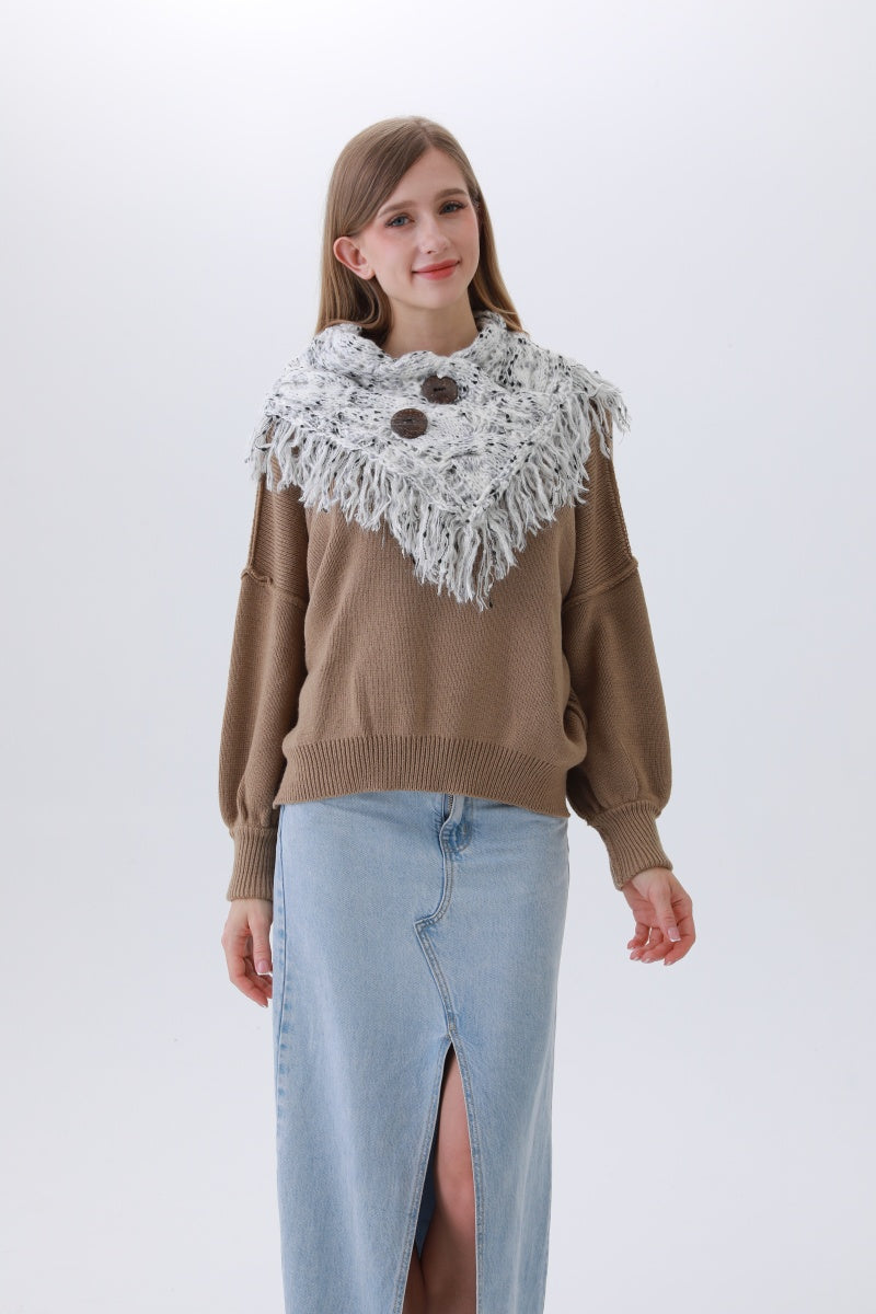 Organic Coconut Button Infinity Scarf – Textured Cocoon Wrap 🌿🧣