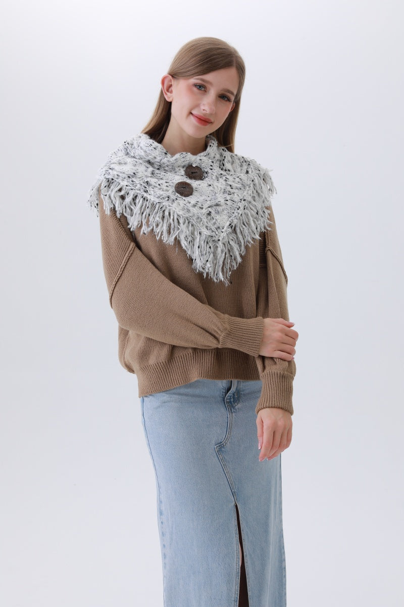 Organic Coconut Button Infinity Scarf – Textured Cocoon Wrap 🌿🧣