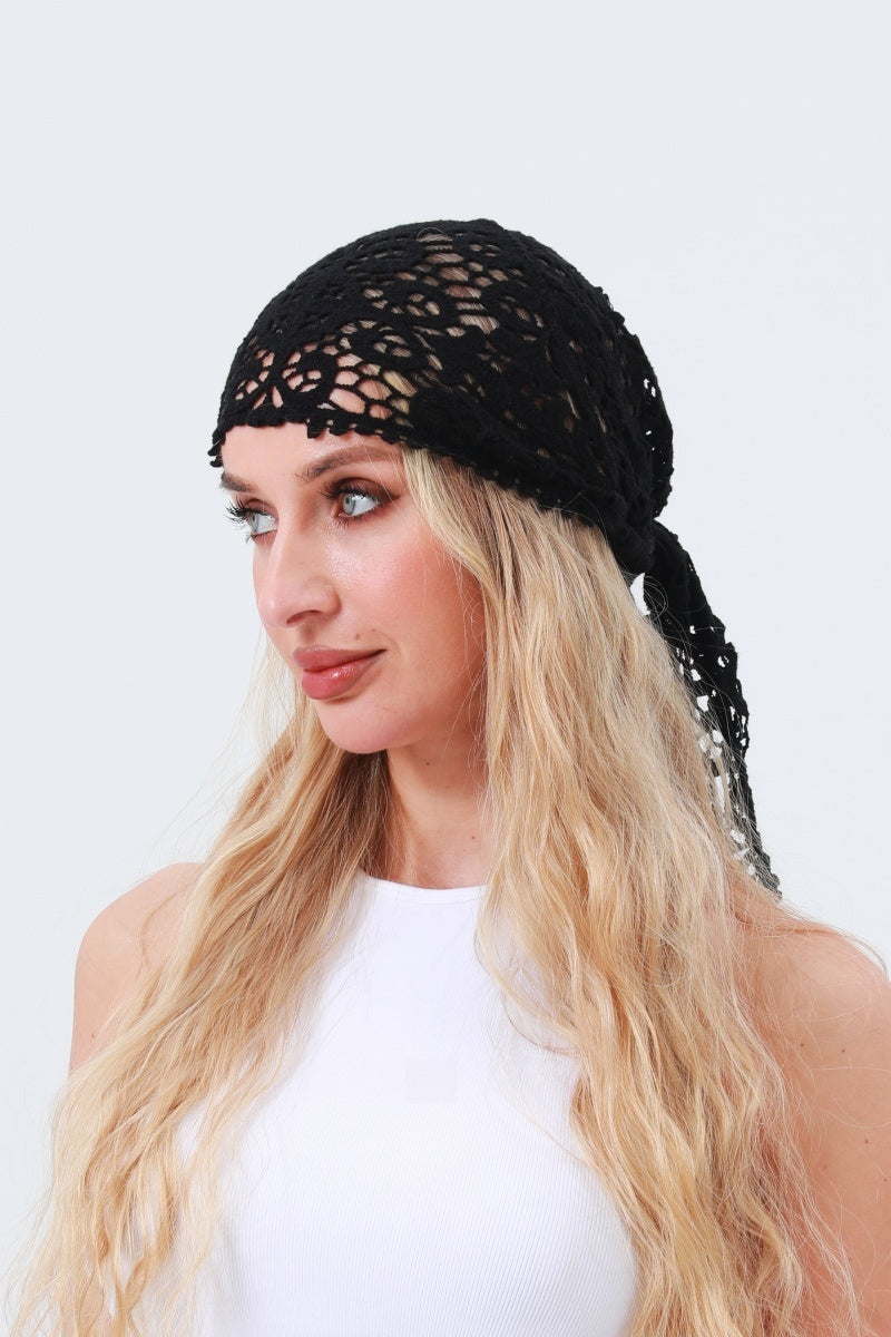 Crochet Embroidered Bandana Shawl – Soft Cotton Summer Wrap 🌼