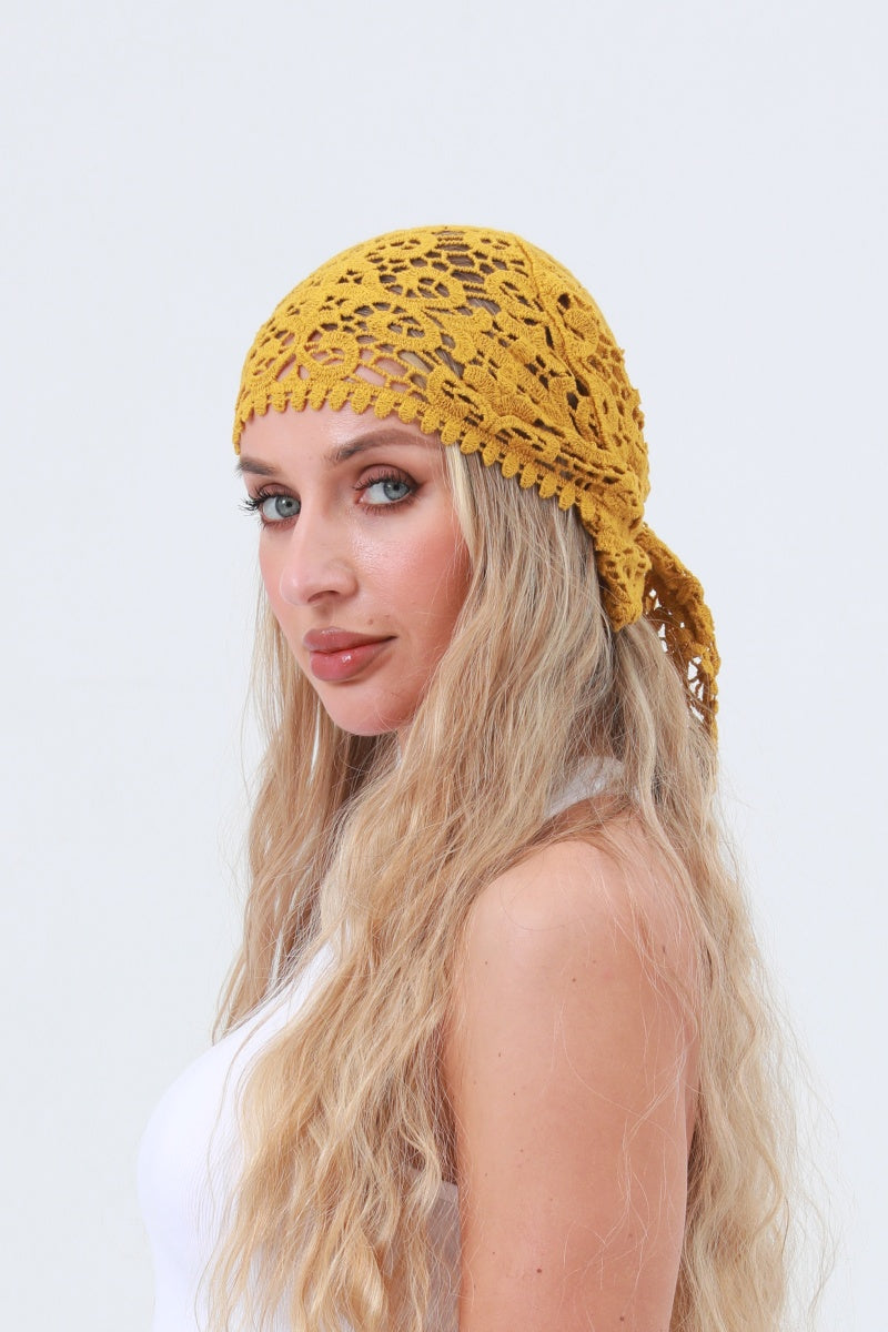 Crochet Embroidered Bandana Shawl – Soft Cotton Summer Wrap 🌼