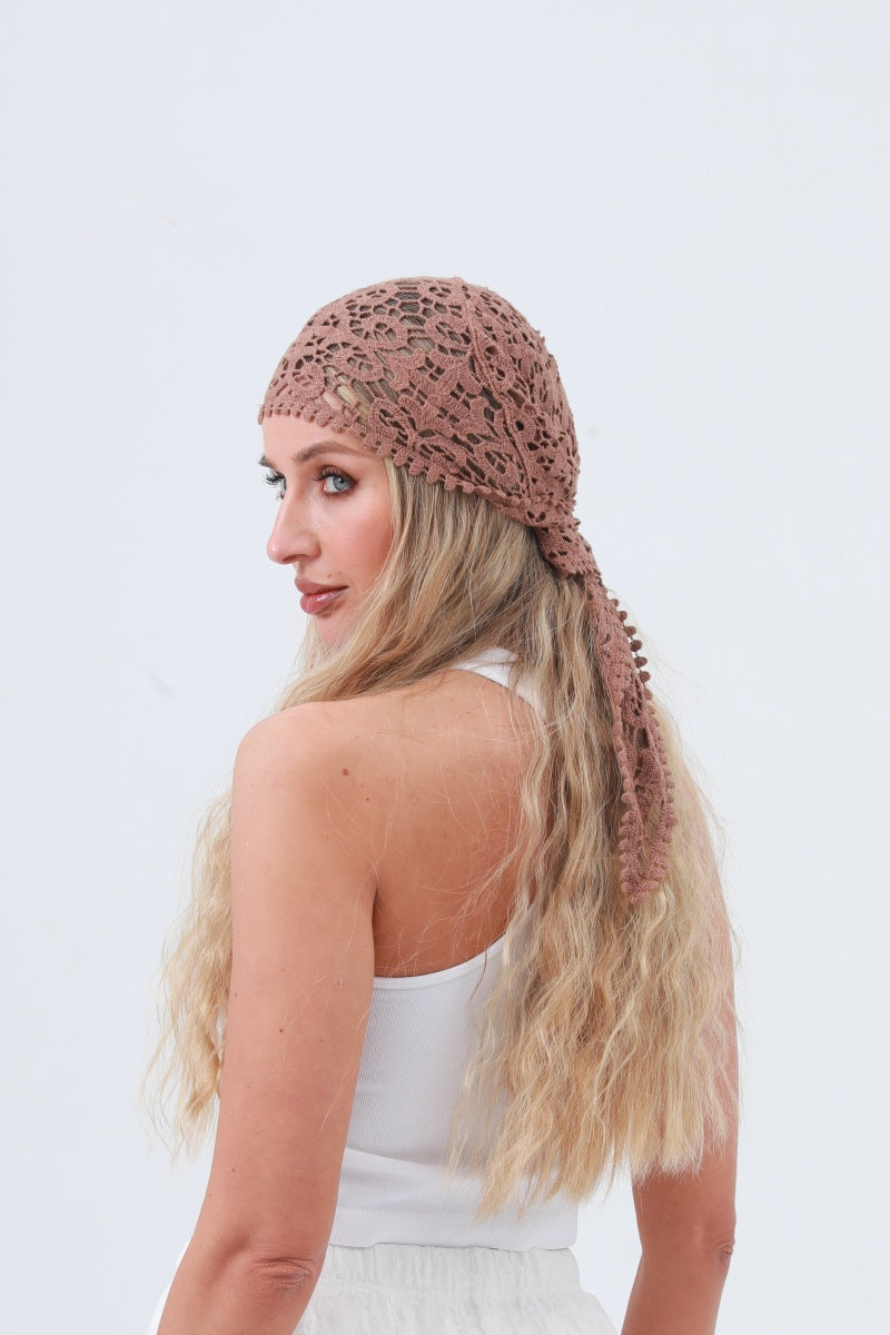 Crochet Embroidered Bandana Shawl – Soft Cotton Summer Wrap 🌼