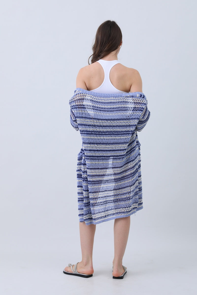 Nautical Blue Stripe Cardigan – Classic & Coastal Cool⚓🌊