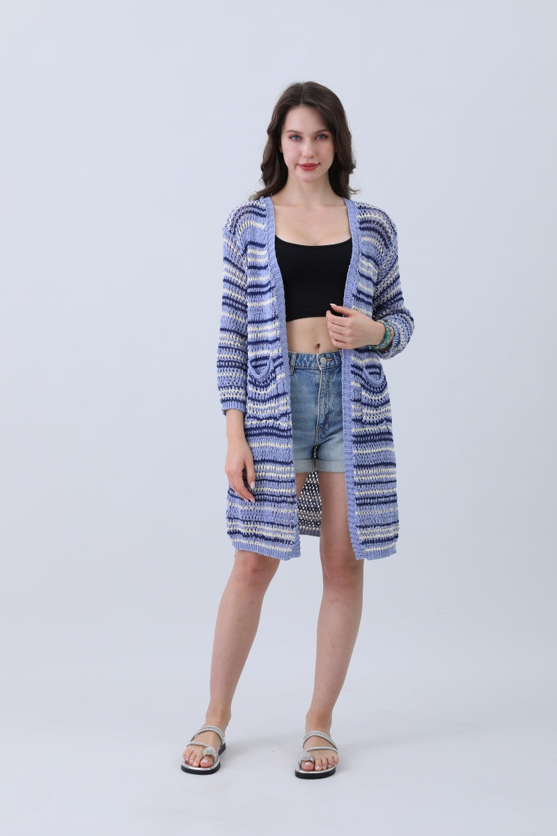 Nautical Blue Stripe Cardigan – Classic & Coastal Cool⚓🌊