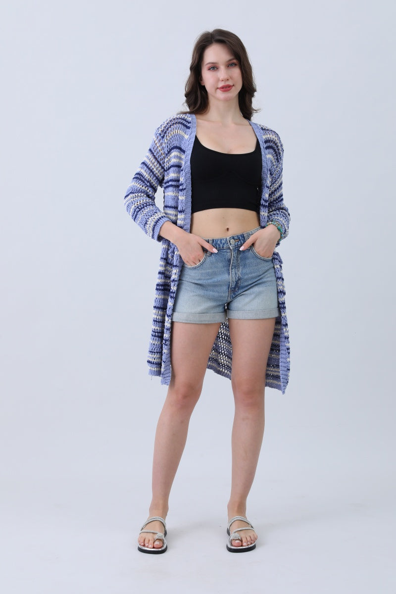 Nautical Blue Stripe Cardigan – Classic & Coastal Cool⚓🌊