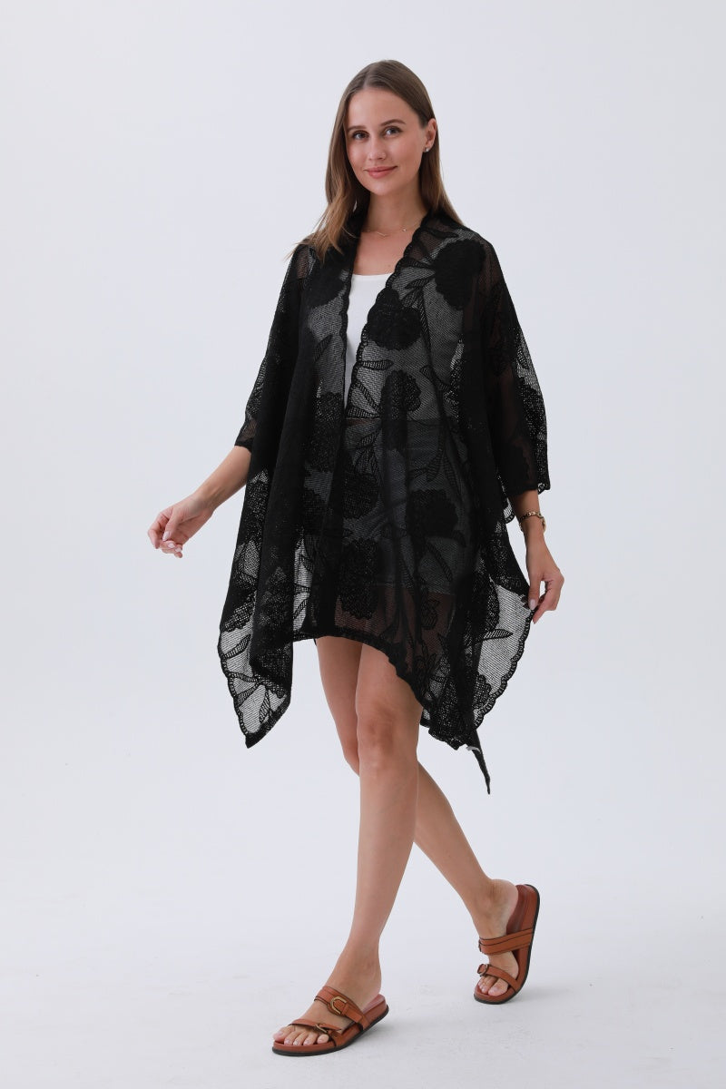 Luxury Embroidered Kimono – Elegant Solid Cover-Up 🌸🧵