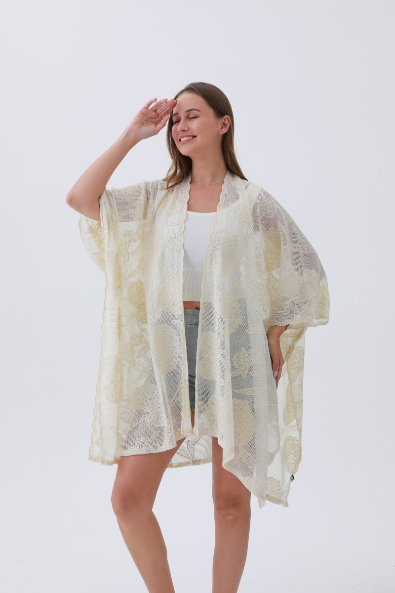 Luxury Embroidered Kimono – Elegant Solid Cover-Up 🌸🧵