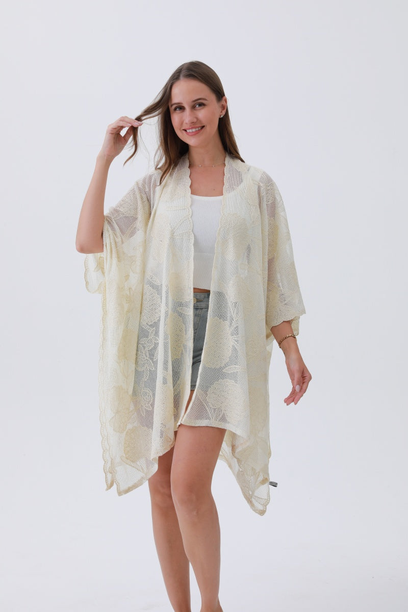 Luxury Embroidered Kimono – Elegant Solid Cover-Up 🌸🧵