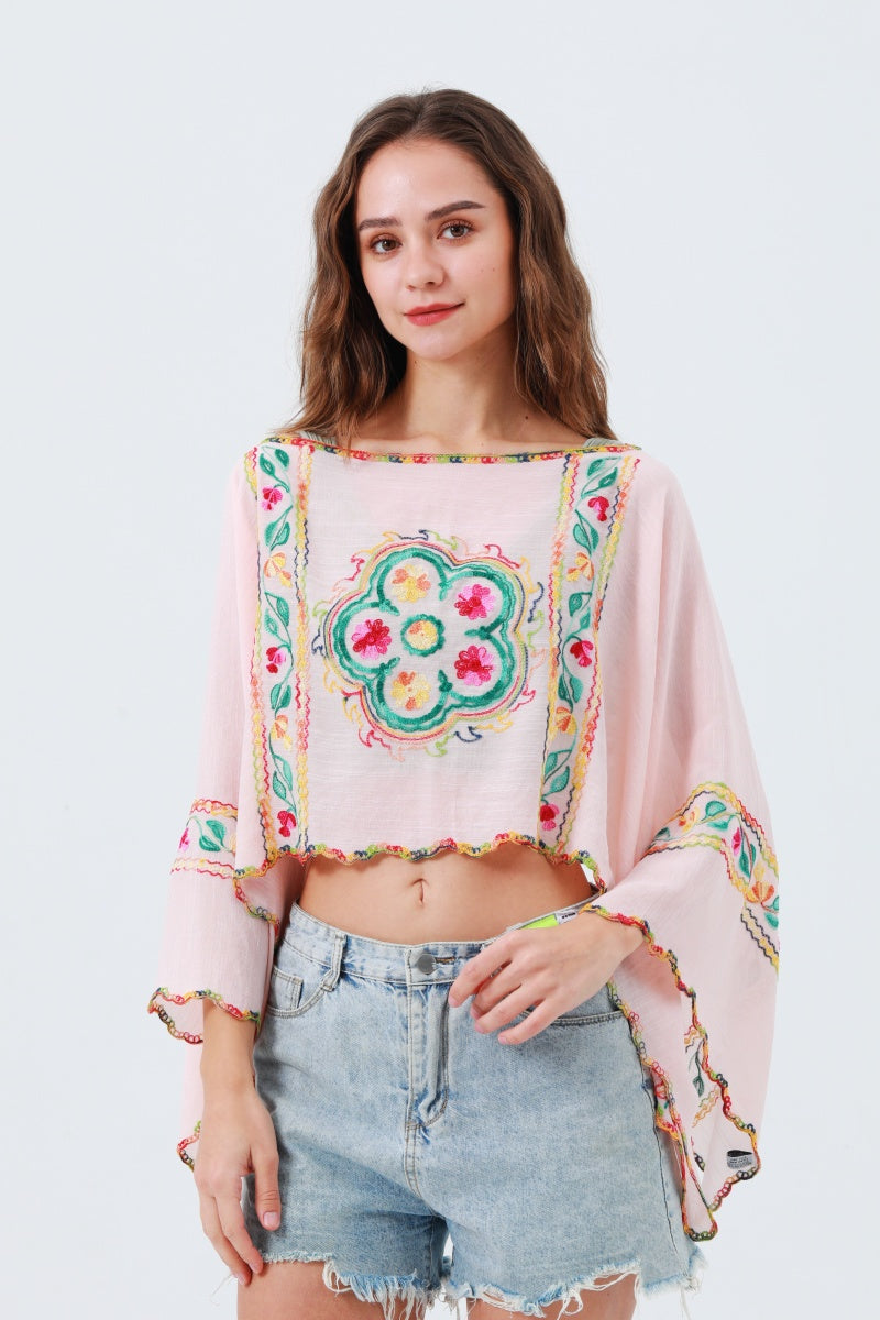 Delicate Floral Line Embroidery Kimono – Breezy Spring & Summer Layer 🌸